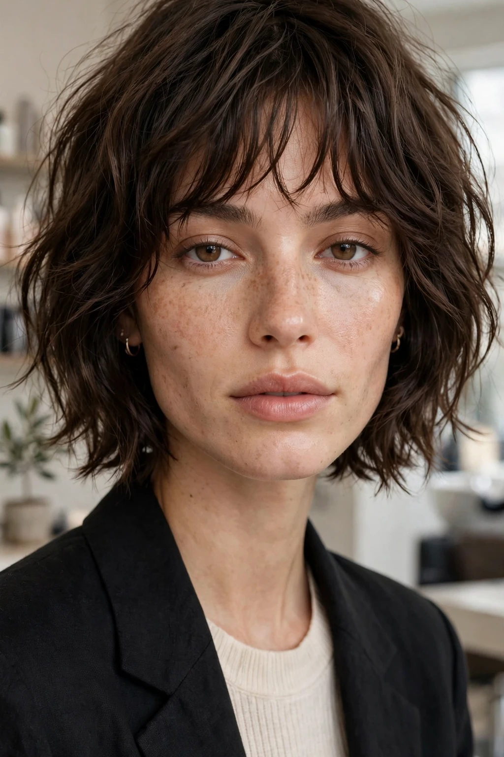 Shaggy Wavy Choppy Bob with Bangs