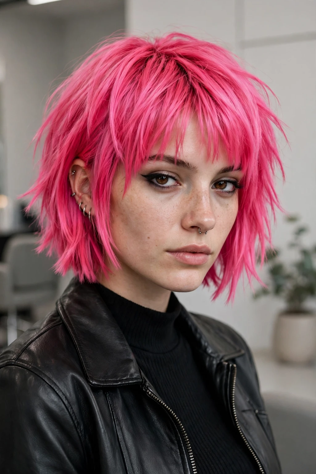Punk Pink Layered Choppy Bob