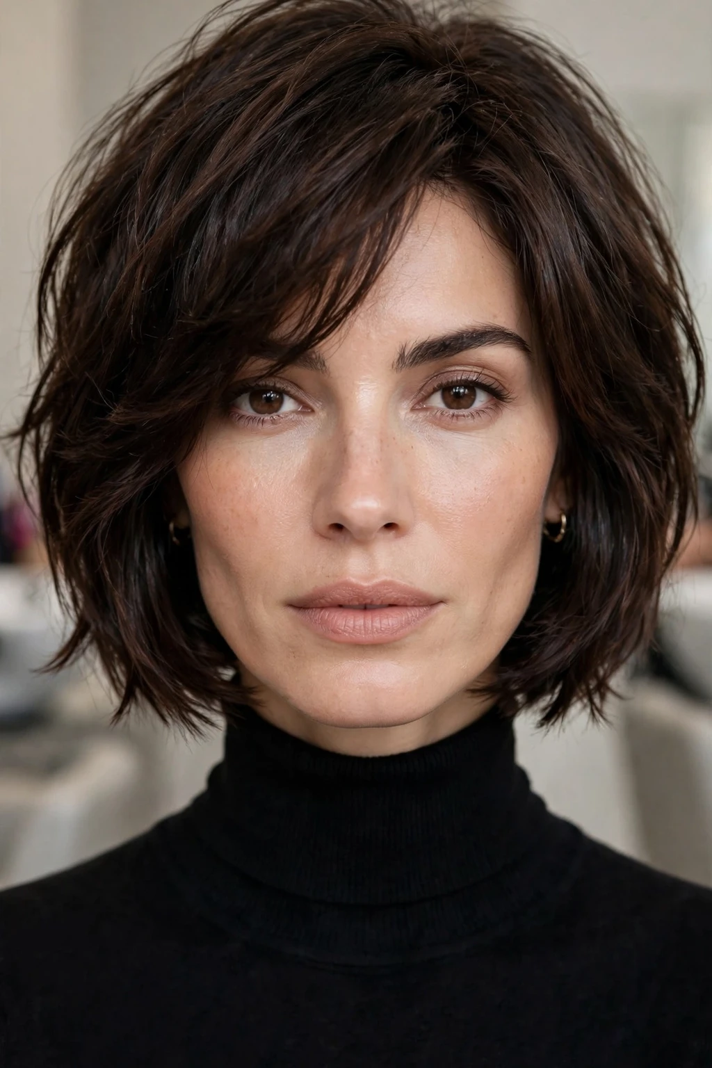 Brunette Textured Choppy Bob