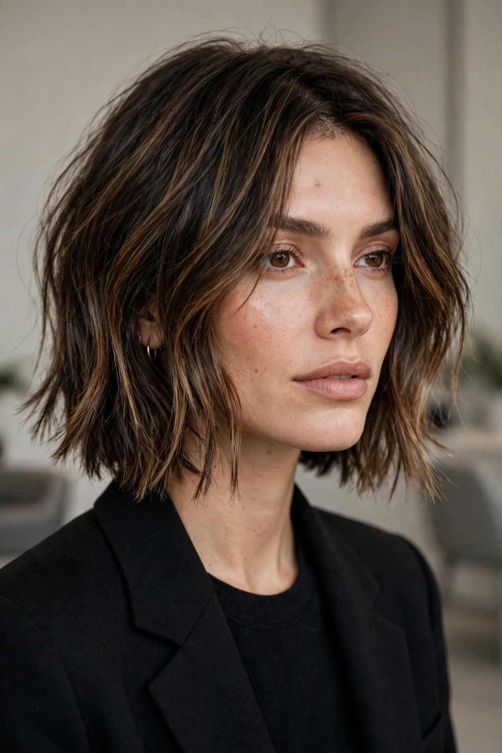 Choppy Bob with Brown Balayage