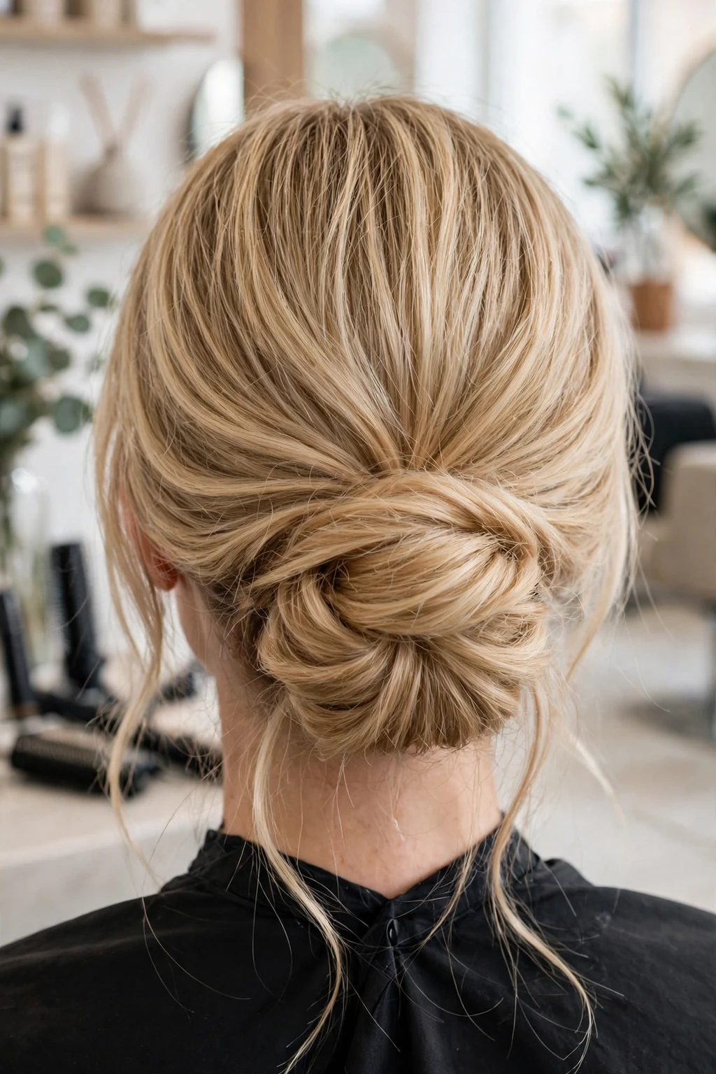 16. Medium Blonde Messy Low Bun