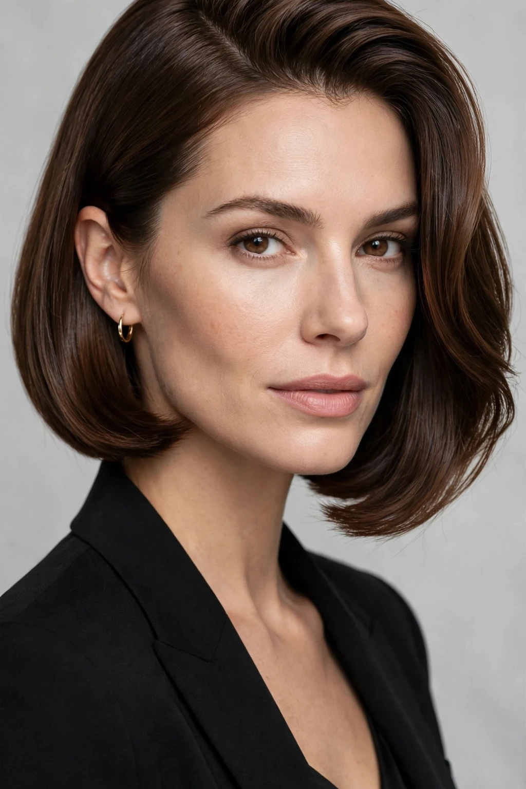 Mob Wife Hairstyles: 15 Chic Ideas to Try 4 2. Brown Mob Wife Bob with Sweeping Side Part