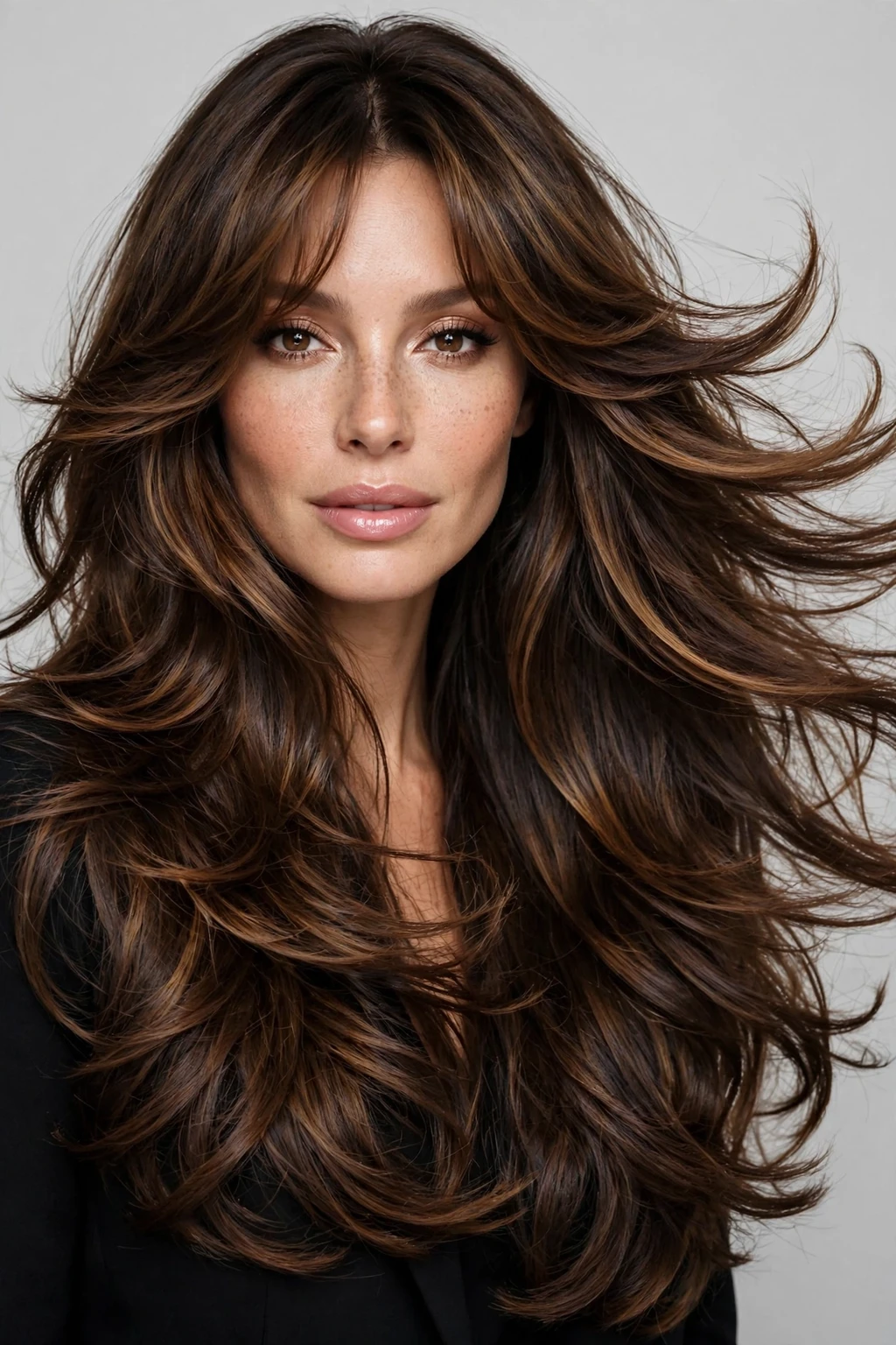 Mob Wife Hairstyles: 15 Chic Ideas to Try 17 15. Quick Weave Mob Wife Hair with Heavy Layers and Curtain Bangs