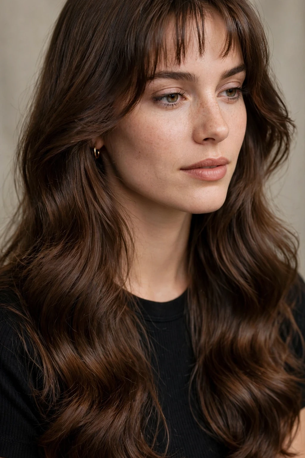 90s Hairstyles for Fine Hair: 15 Chic Ideas to Try 9 7. Long Wavy Hair with Bottleneck Bangs