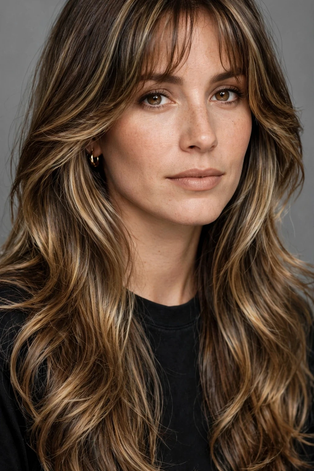 90s Hairstyles for Fine Hair: 15 Chic Ideas to Try 15 13. Long Layered Balayage with Bottleneck Bangs