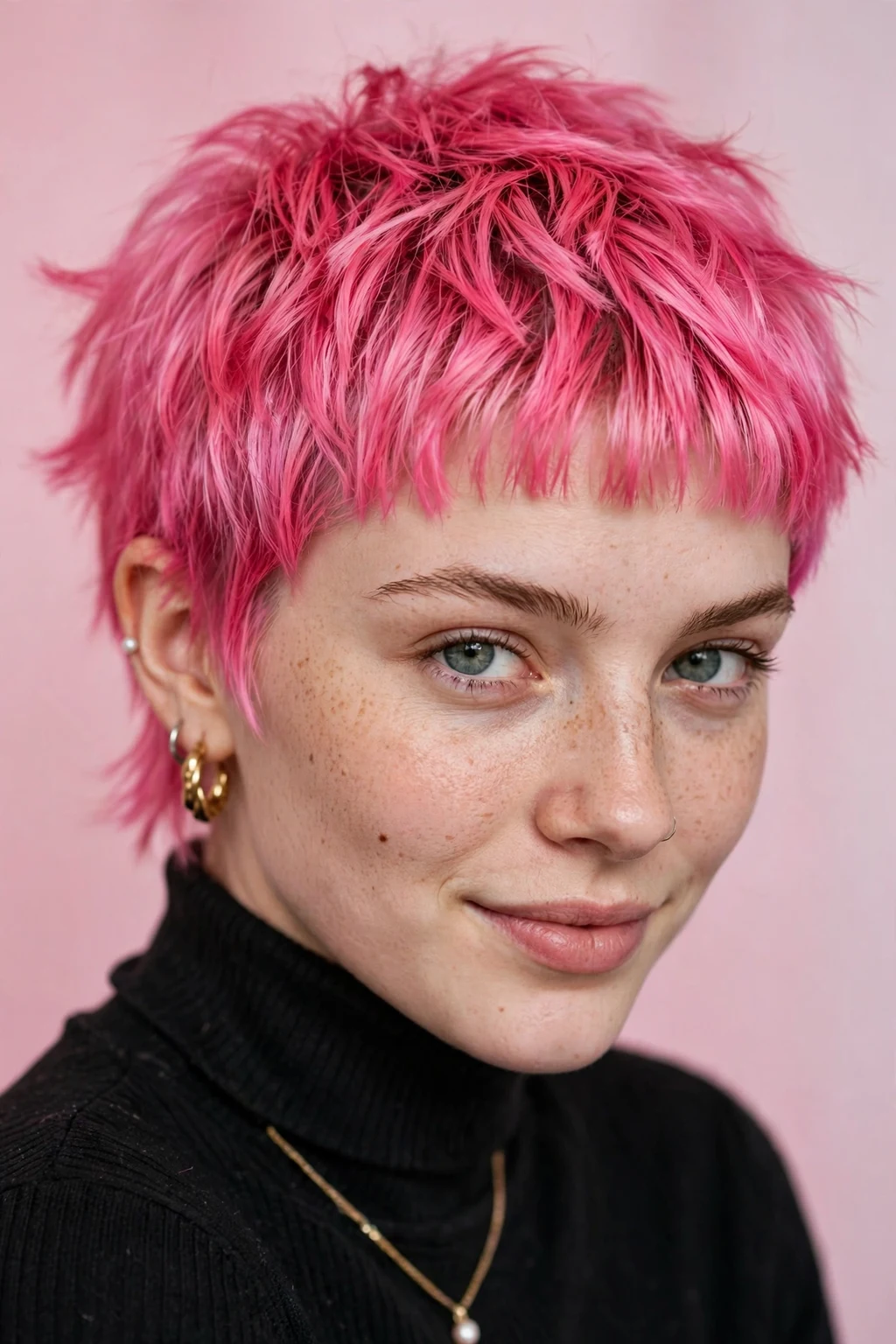 Very Short Hairstyles: 15 Chic Ideas to Try 5 3. Pink Shag with Asymmetric Micro Bangs