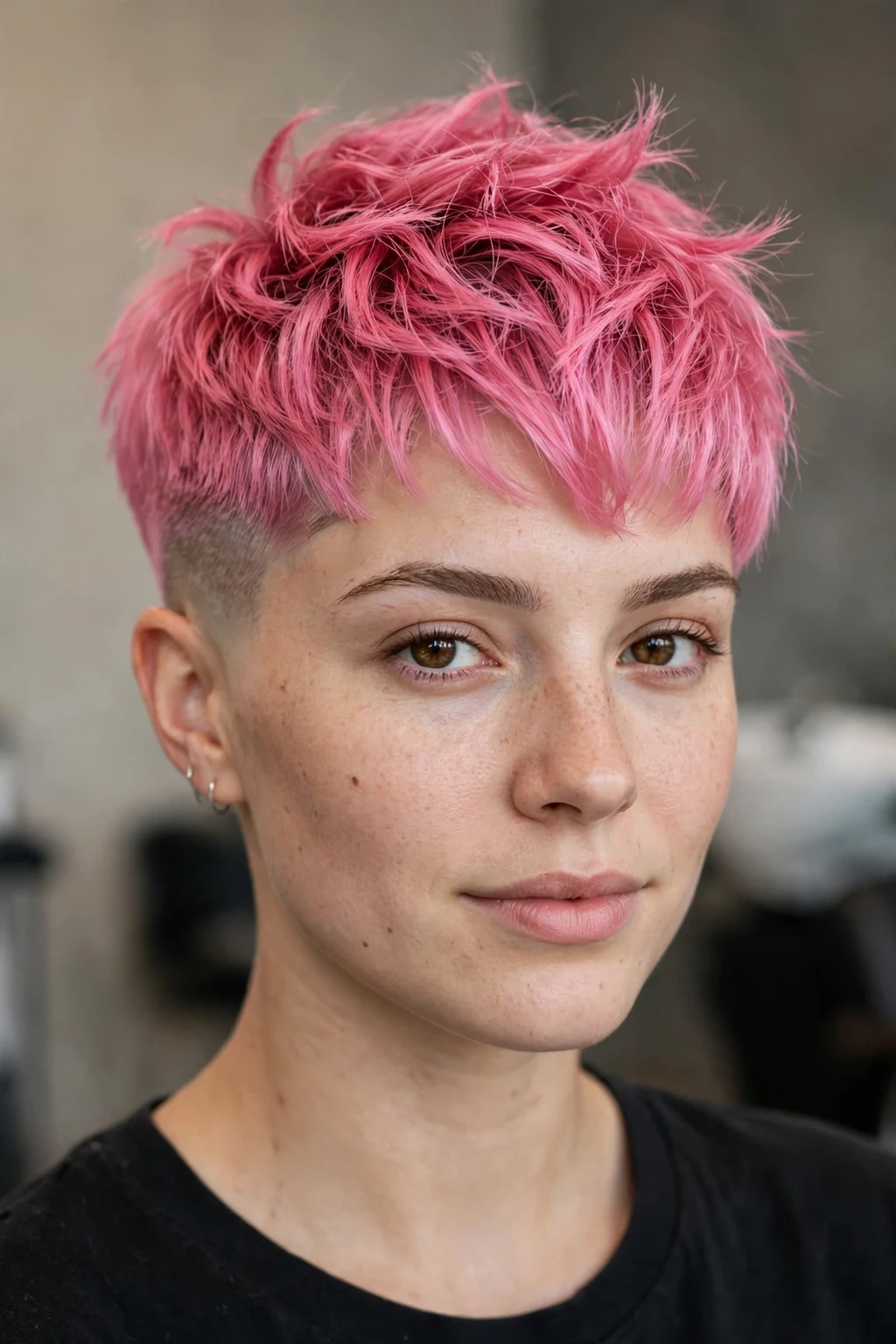Very Short Hairstyles: 15 Chic Ideas to Try 9 7. Pink Fade Pixie with Texture