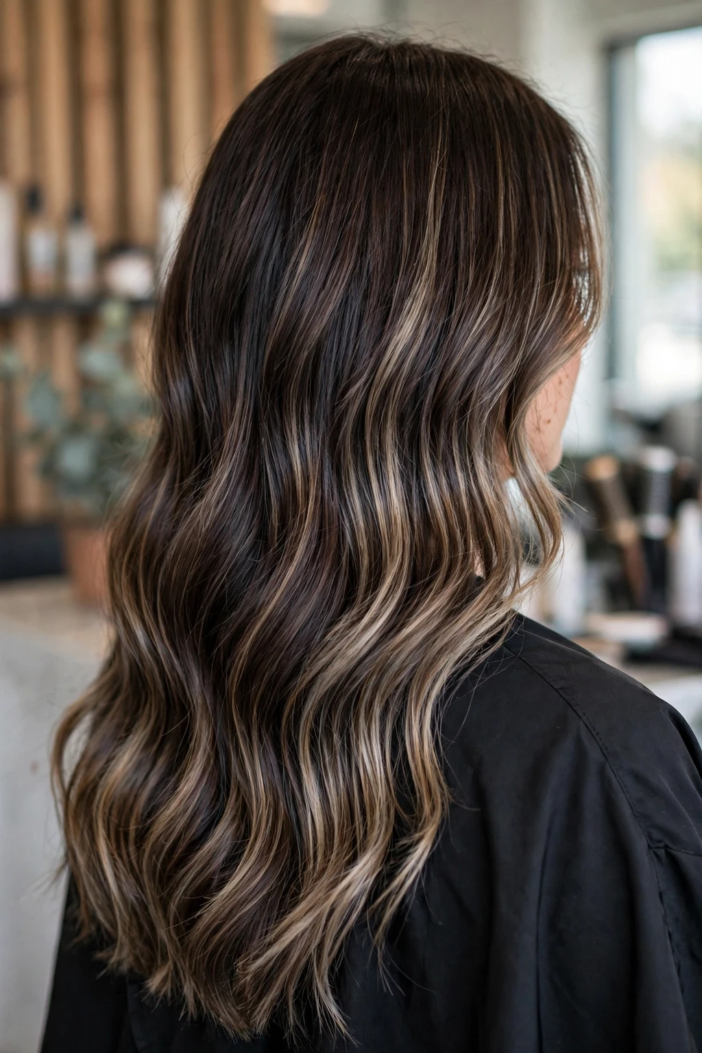 1. Salted Caramel Balayage on Deep Brunette