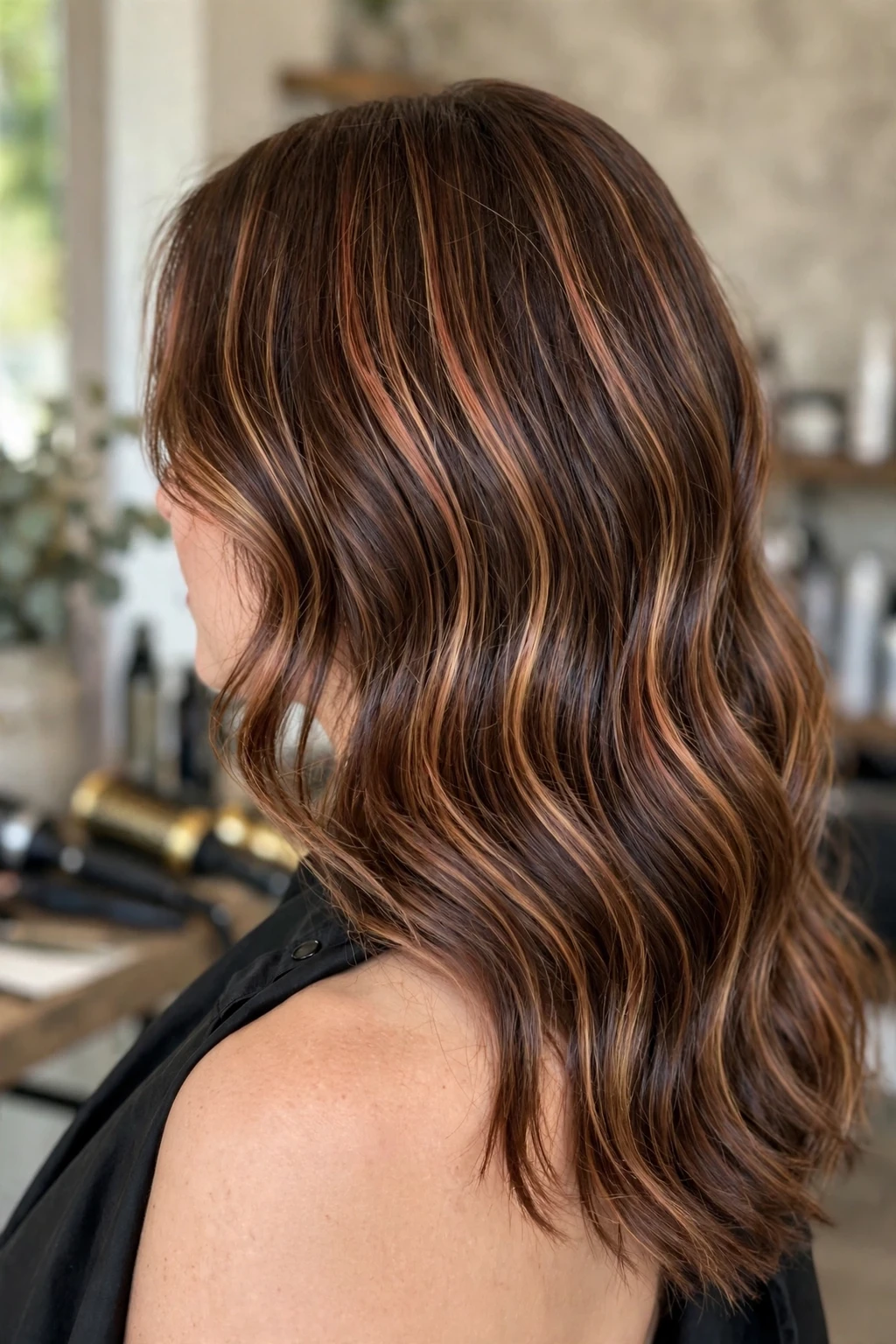 4. Strawberry Caramel Fusion on Rich Brown Hair
