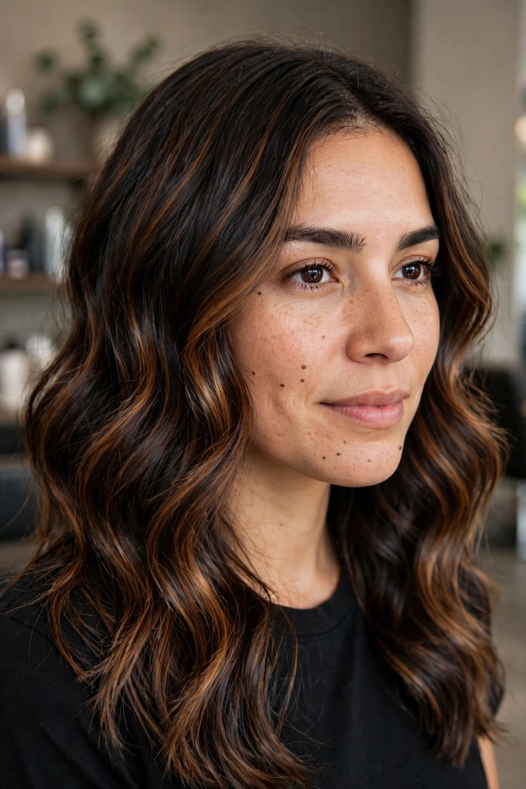 7. Toasted Caramel on Dark Brown Waves