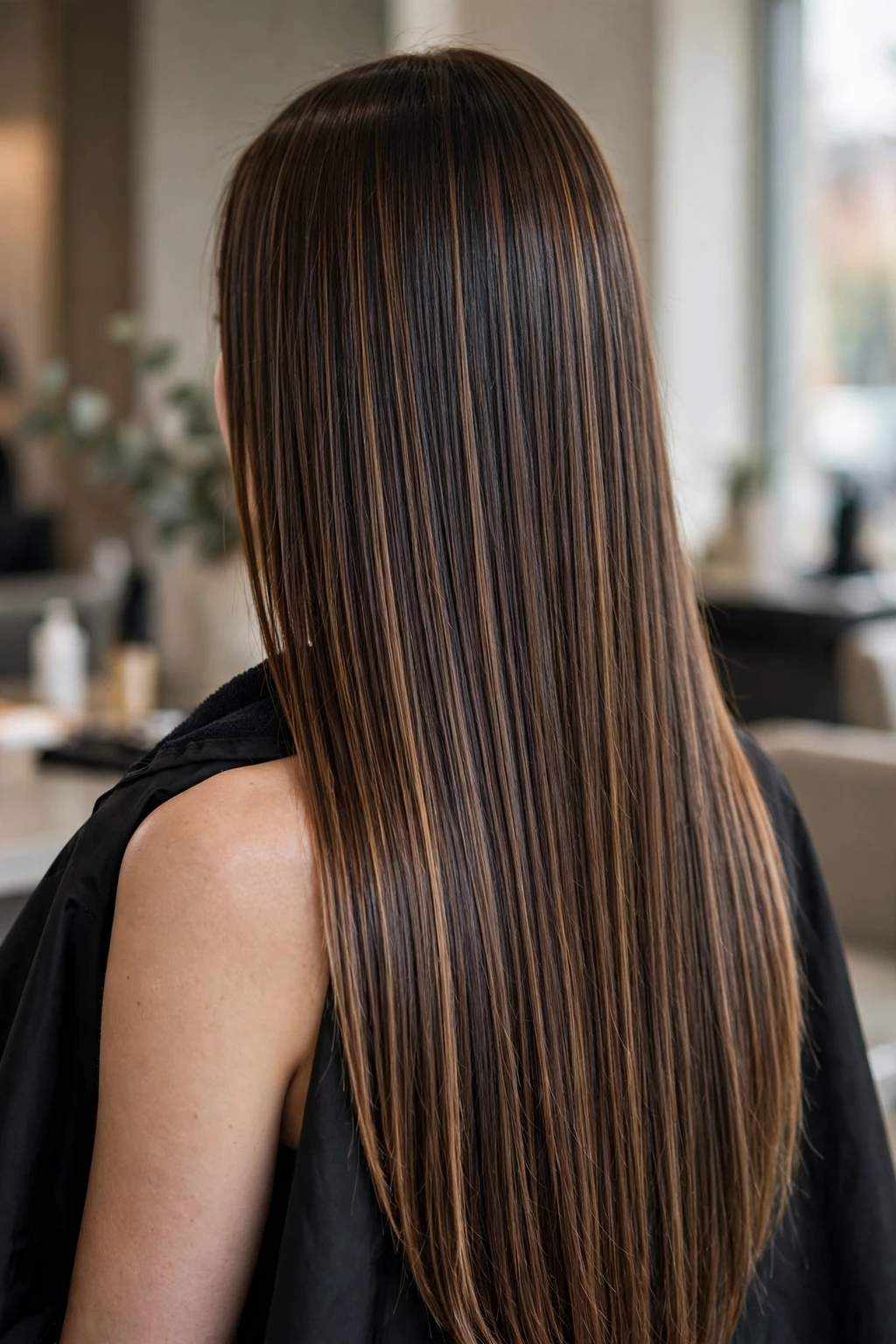 9. Sleek Long Brown Hair with Subtle Caramel Dimension