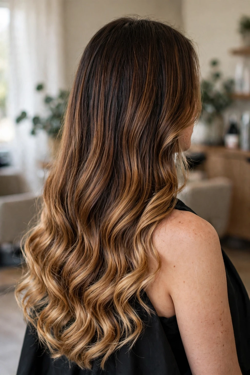 10. Caramel Blonde Balayage Melt on Brown Hair