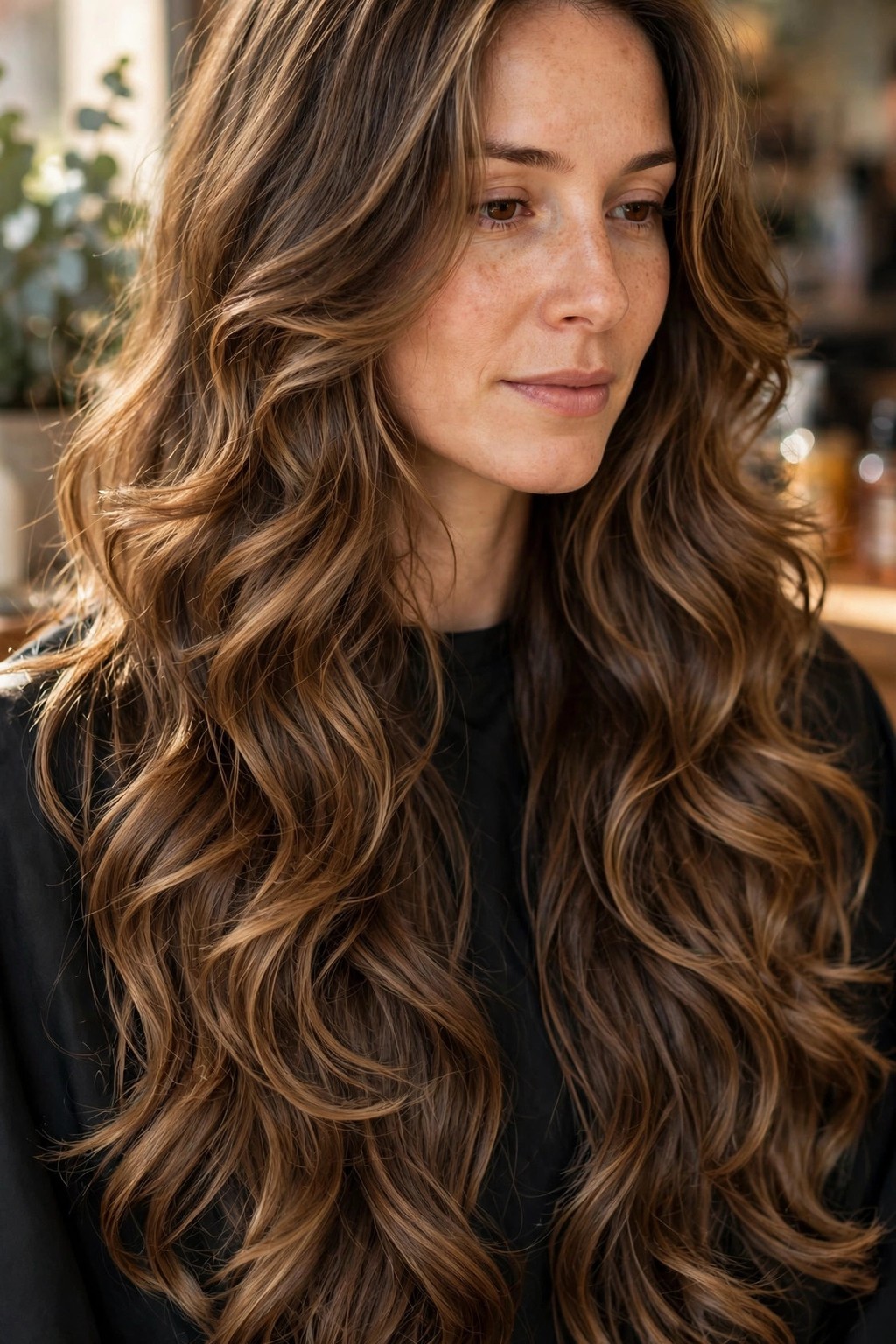 Feathered Long Layers for Curls