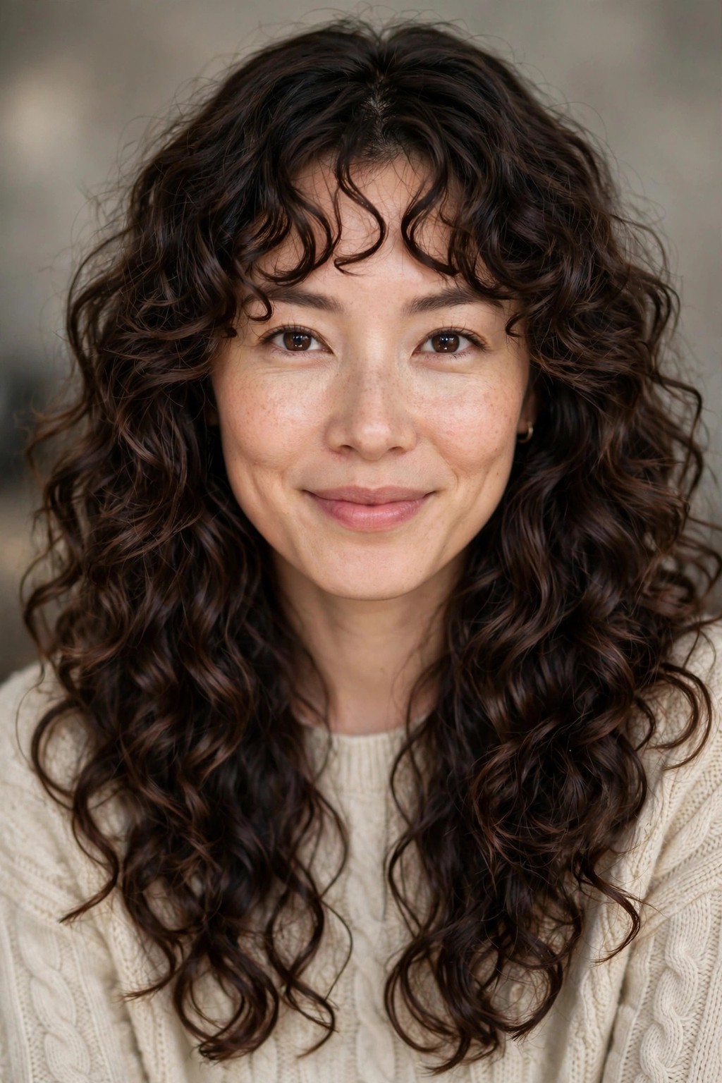 Curly Bangs with Long Layers