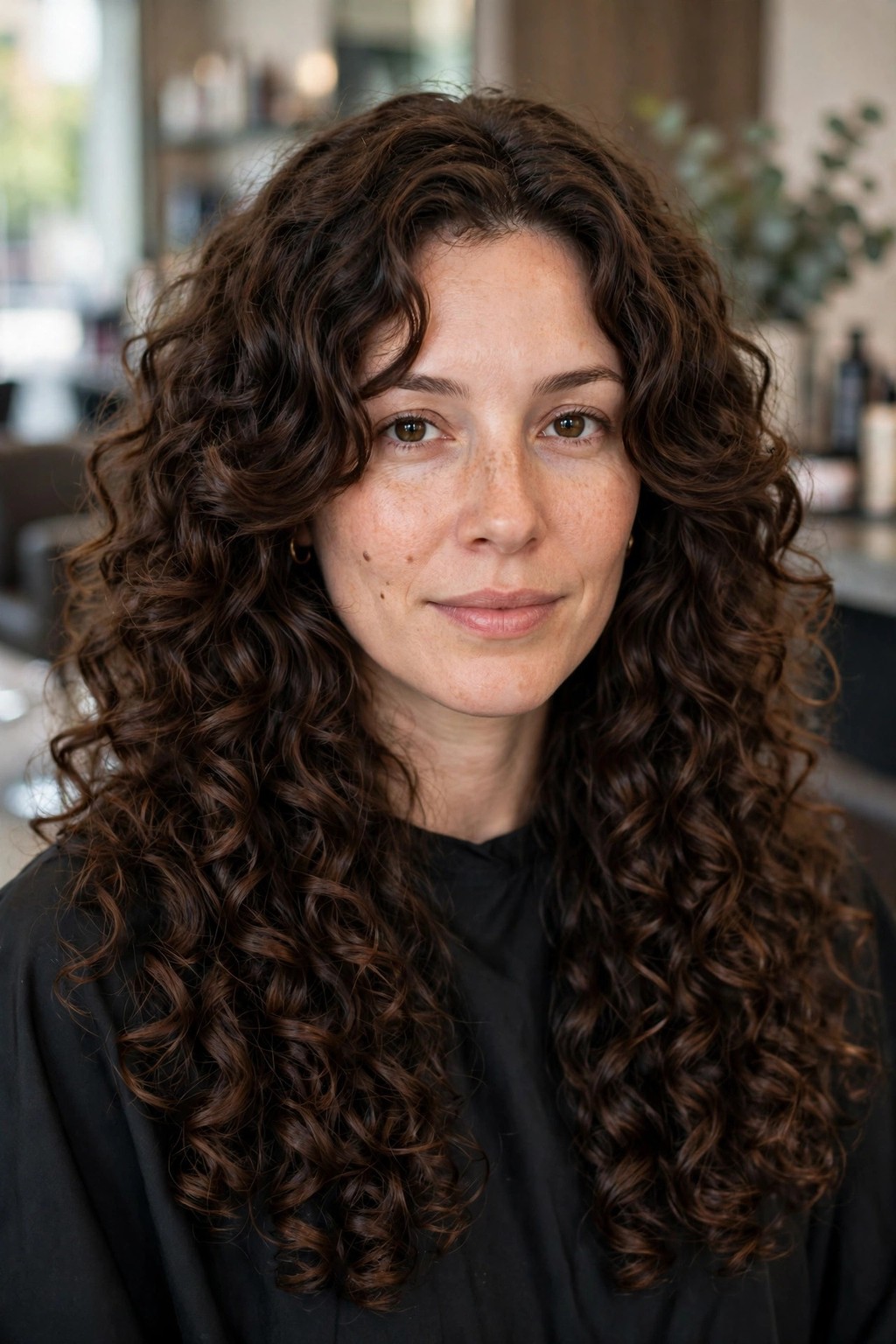 Short Face-Framing Layers on Thick Curls