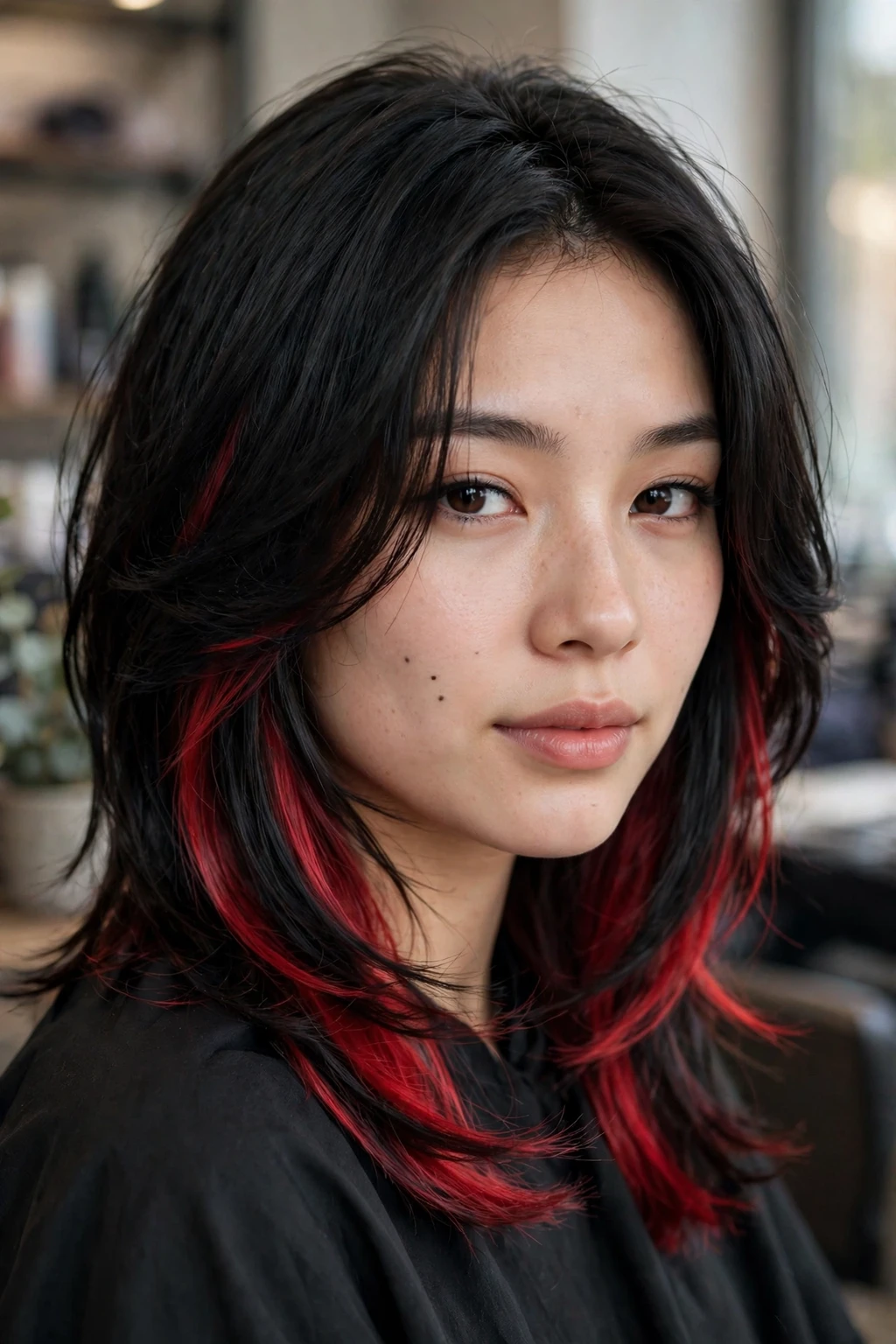 Cherry Bomb Hairstyles: 15 Chic Ideas to Try in 2026 11 9. Peekaboo Cherry Highlights on Black Layers