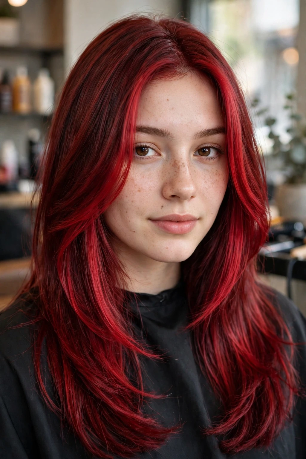 Cherry Bomb Hairstyles: 15 Chic Ideas to Try in 2026 13 11. Cherry Bomb Layers with Face-Framing Pieces