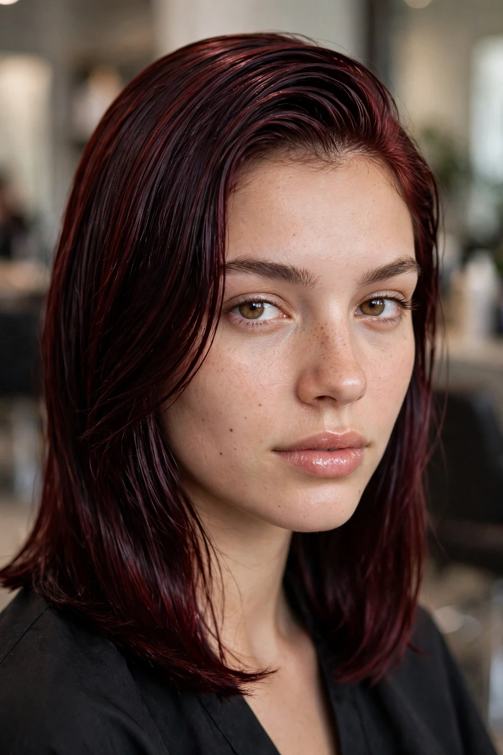 Cherry Bomb Hairstyles: 15 Chic Ideas to Try in 2026 17 15. Wet-Look Black Cherry Hair