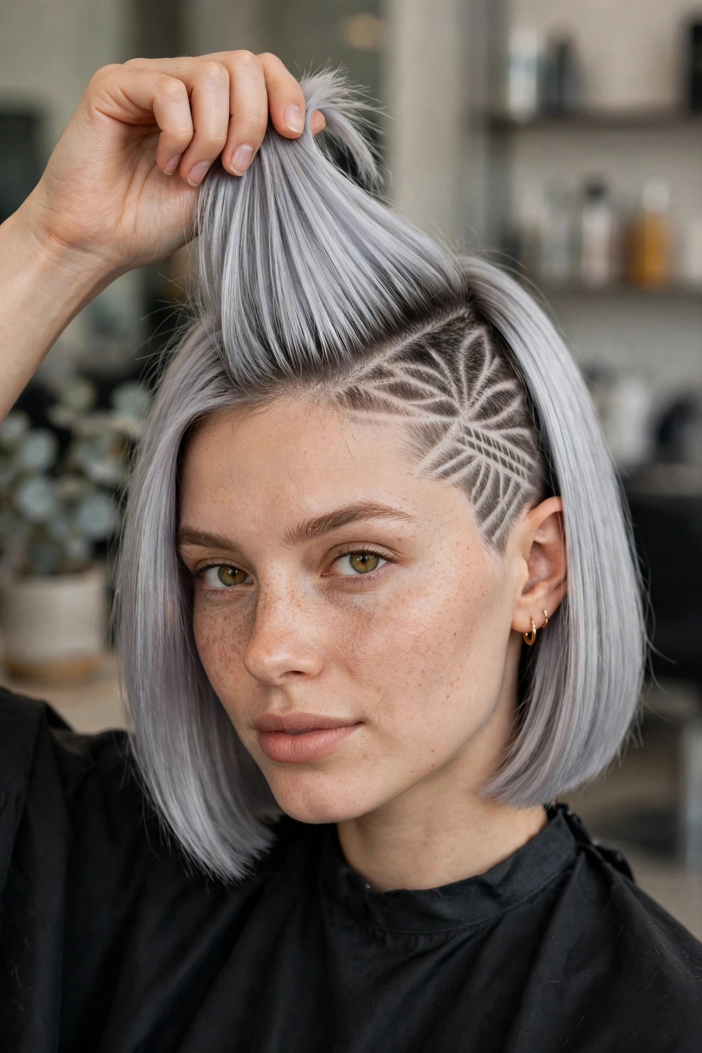 20 Unique Funny Hairstyles to Try in 2026 18 16. The Split Decision: Silver Bob With a Hidden Undercut