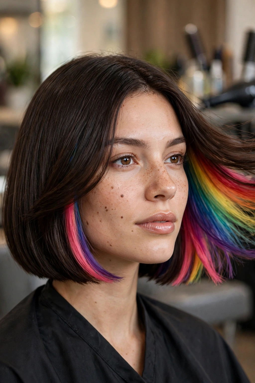 20 Unique Funny Hairstyles to Try in 2026 19 17. Party in the Strands: The Rainbow Bob