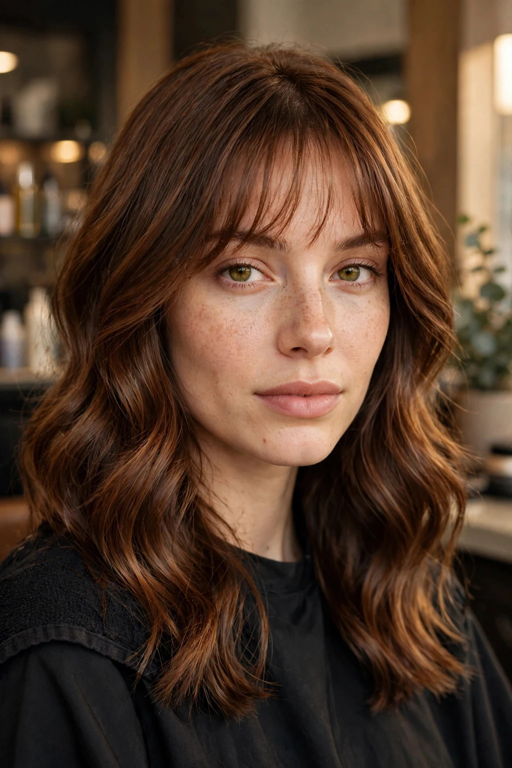 2. Cinnamon Brown Waves With a Wispy Fringe