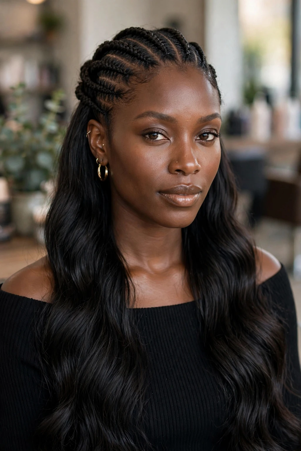 15 Majestic Goddess Cornrows to Try in 2026 3 1. Half-Up Half-Down Goddess Cornrows