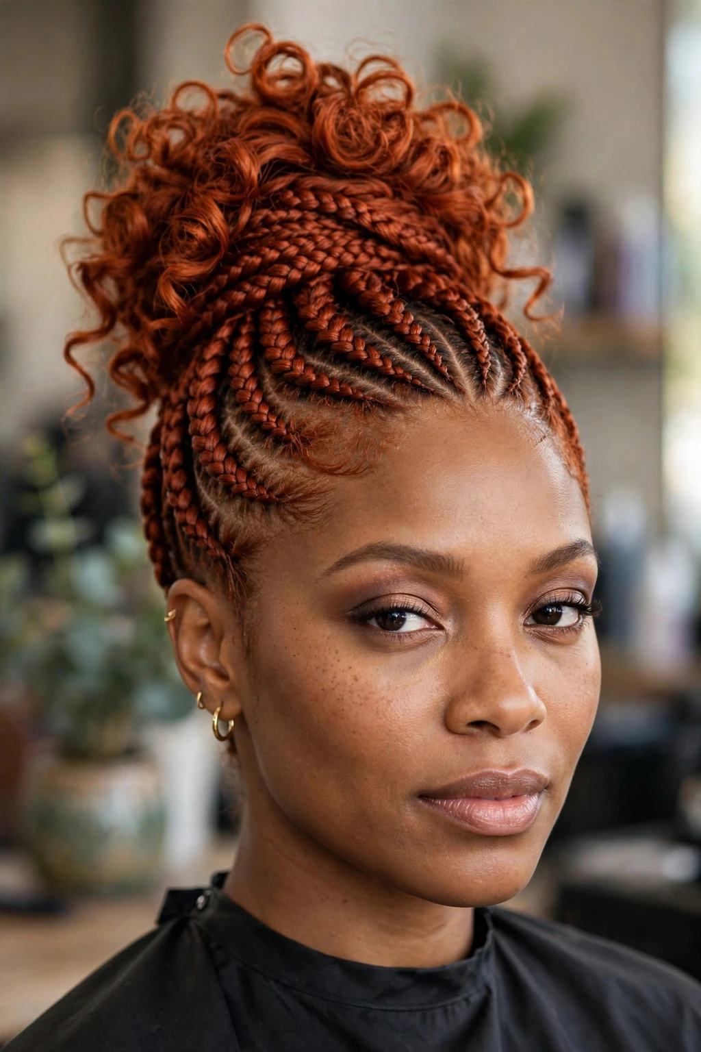 15 Majestic Goddess Cornrows to Try in 2026 8 6. Fiery Red Curly Cornrows Updo