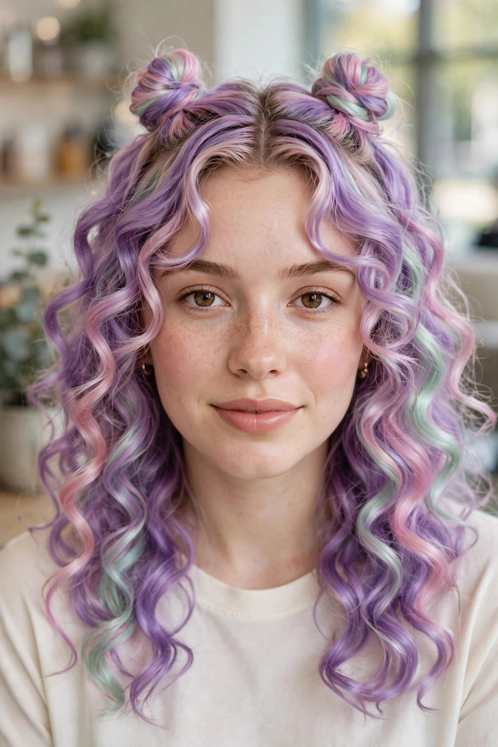 15 Beautiful Festive Easter Hairstyles to Try in 2026 3 1. Pastel Curls With Mini Space Buns