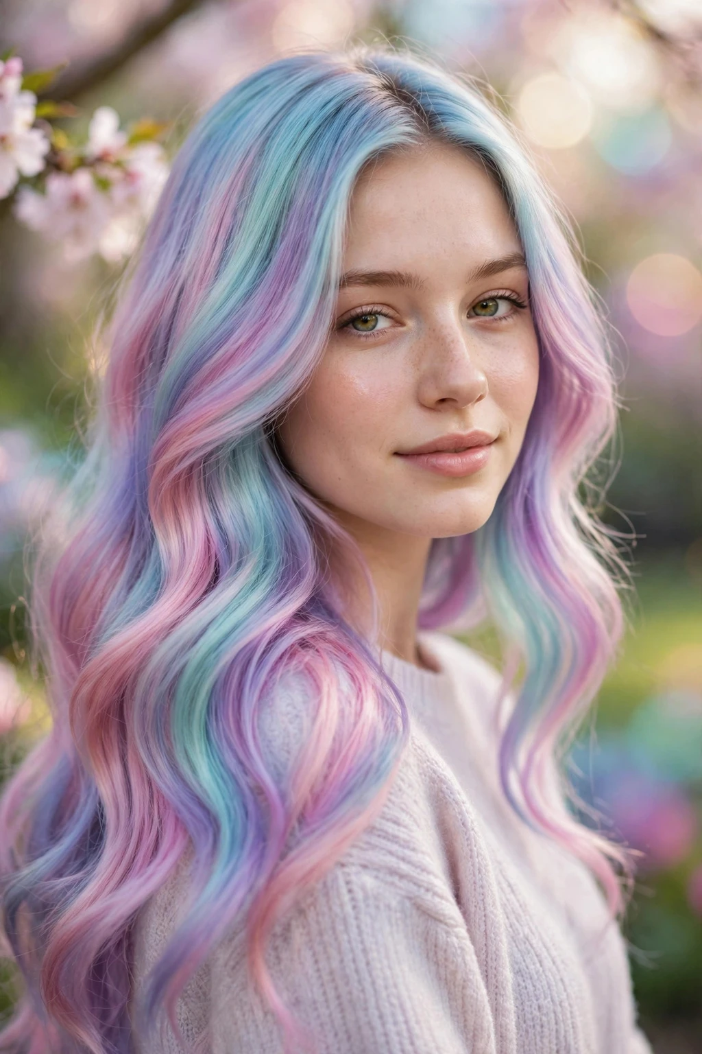 15 Beautiful Festive Easter Hairstyles to Try in 2026 6 4. Wavy Unicorn Pastel Blend