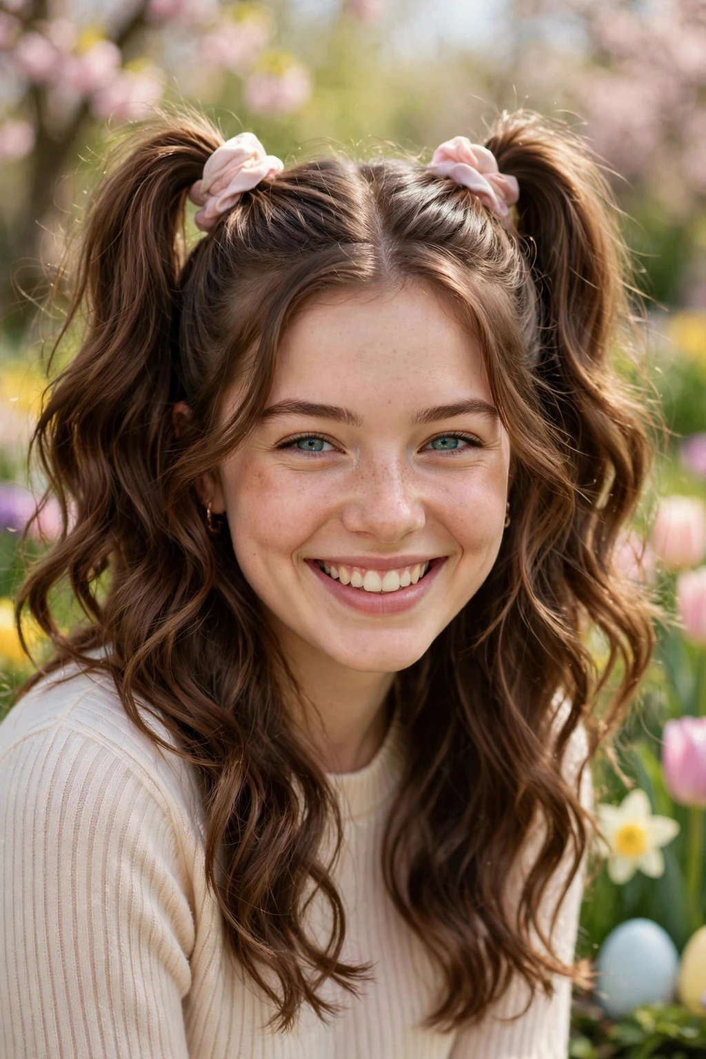 15 Beautiful Festive Easter Hairstyles to Try in 2026 13 11. High Playful Pigtails on Wavy Hair