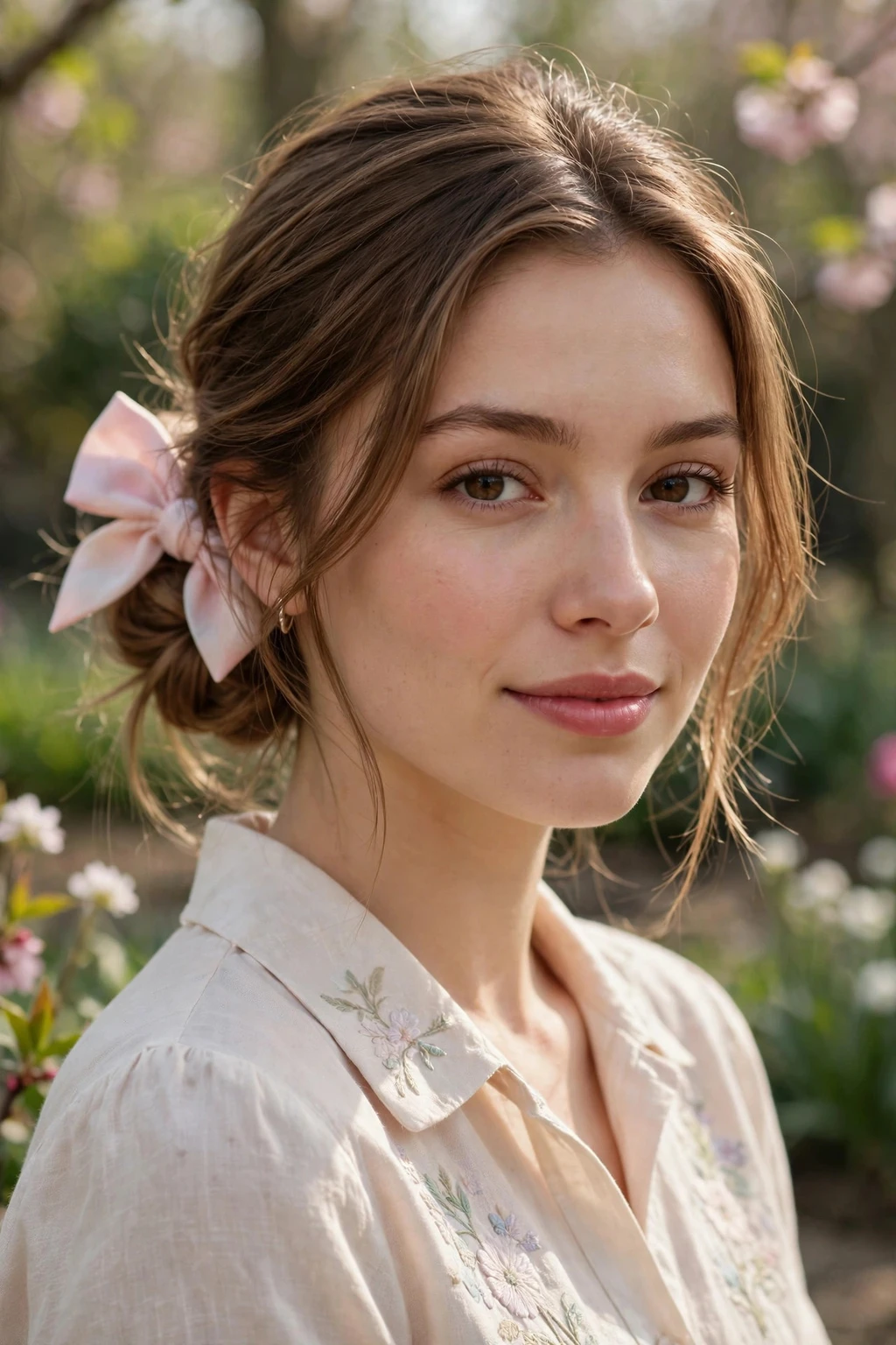 15 Beautiful Festive Easter Hairstyles to Try in 2026 17 15. Low Tousled Bun With Bow Scrunchie