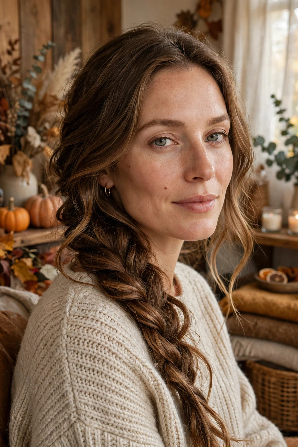 3. Boho Side Braid with Loose Waves