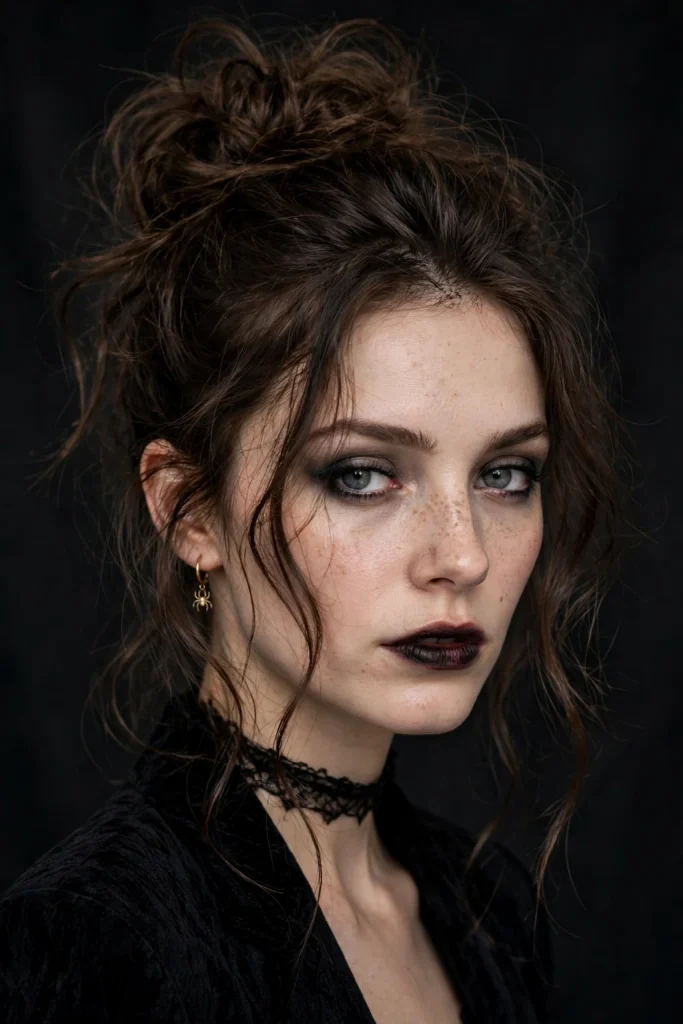 22 Halloween Hairstyles to Try in 2026 14 12. Zombie-Chic Messy Bun