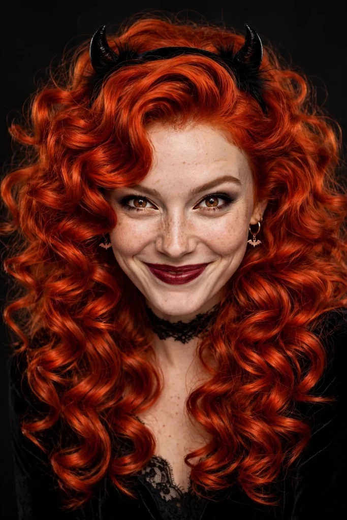 22 Halloween Hairstyles to Try in 2026 16 14. Devilish Red Curls