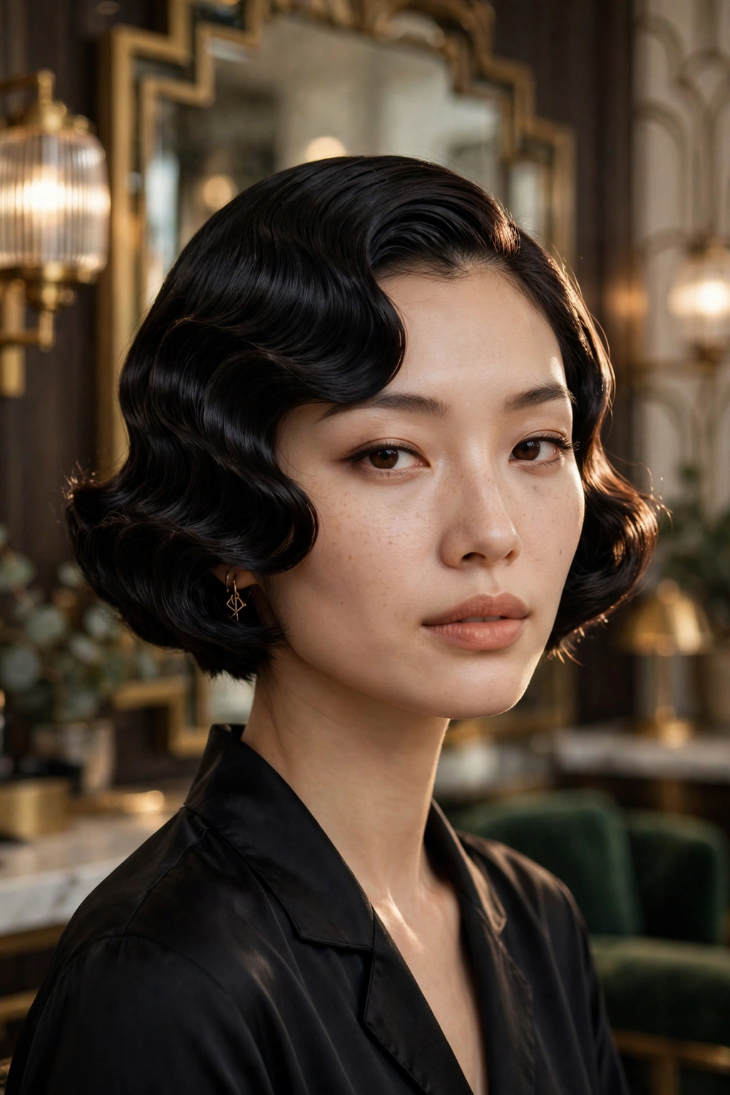 Sleek 1920s finger waves hairstyle