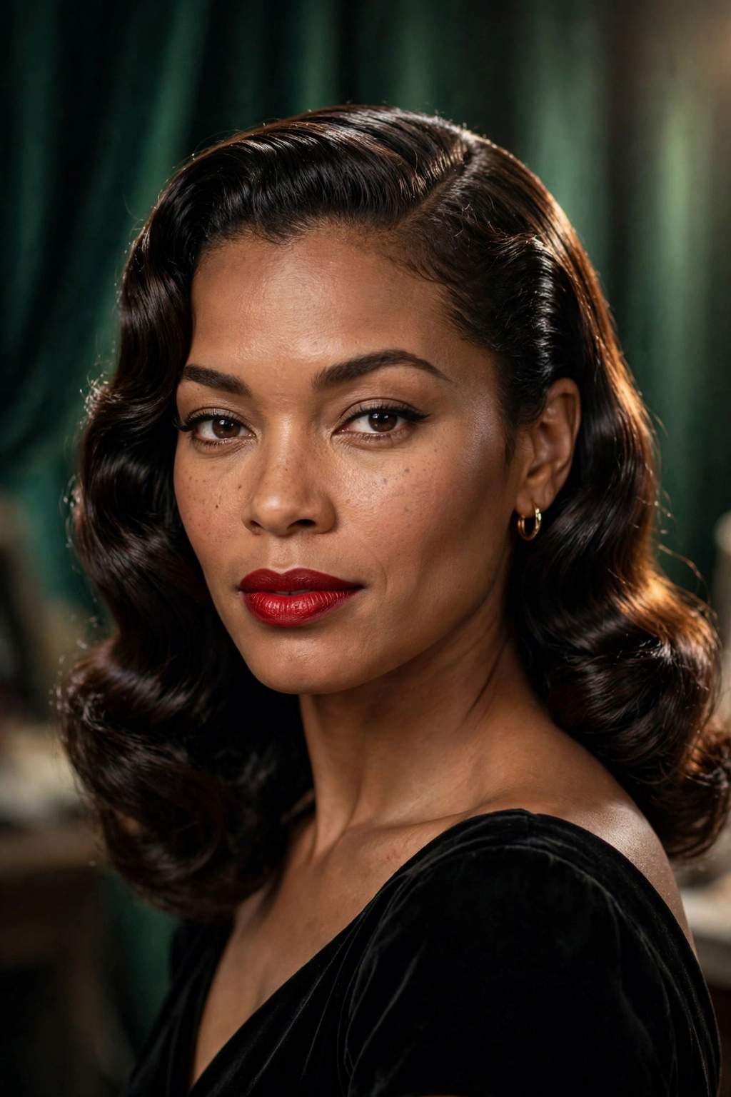 Old Hollywood glam waves hairstyle