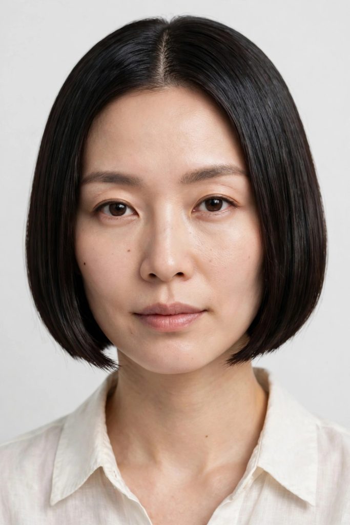 3. Sleek Glass-Effect Short Bob
