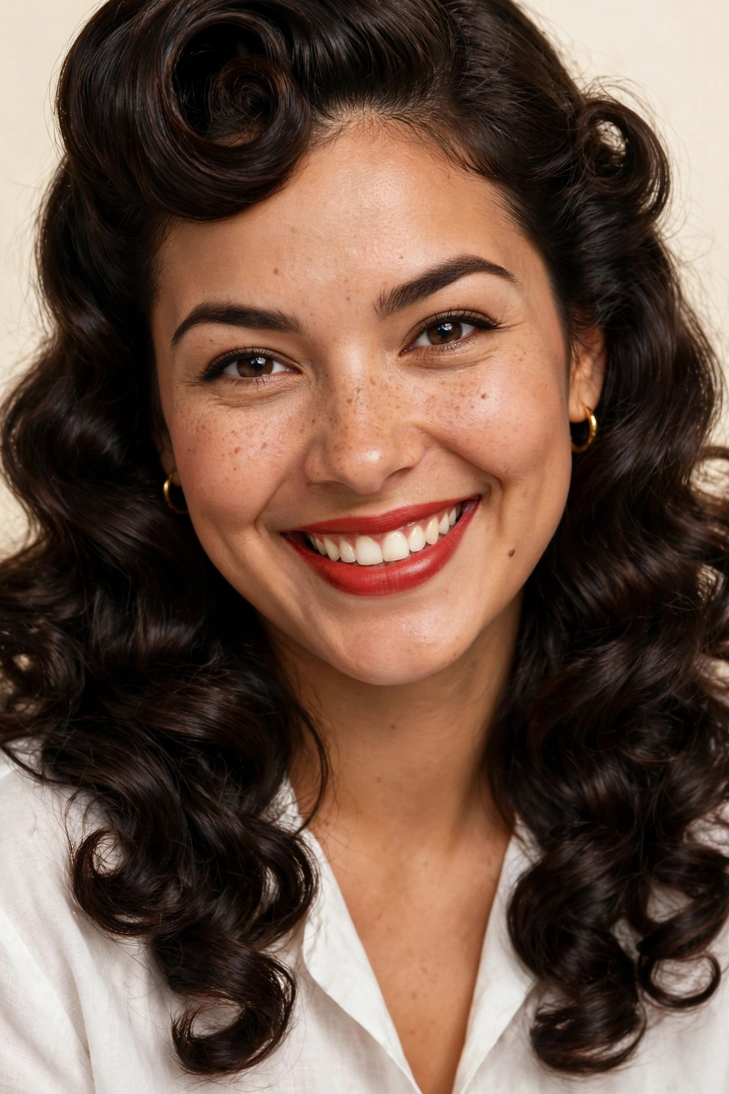 Polished pin-up curls hairstyle