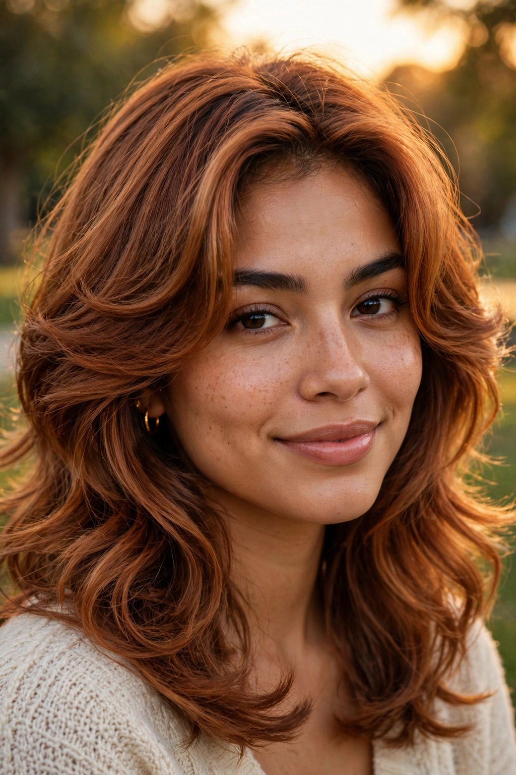 3. Ginger Brown Butterfly Cut With Layers