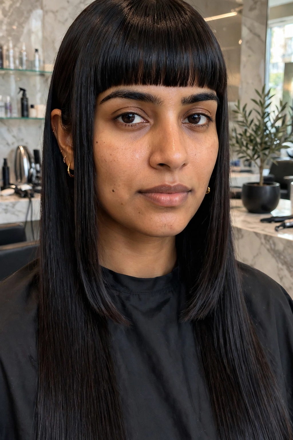 Hime haircut with extended sidelocks past the jawline
