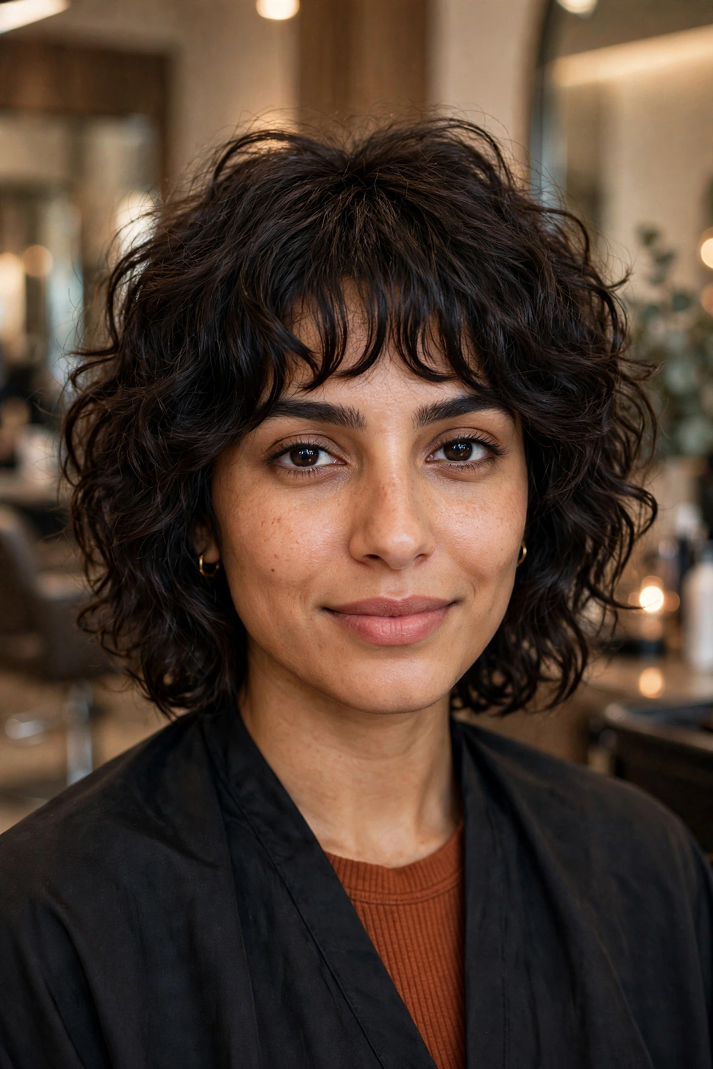 4. Curly Shag With Curtain Bangs