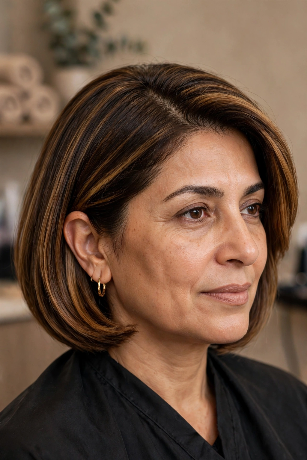 8. Side-Swept Caramel Bob
