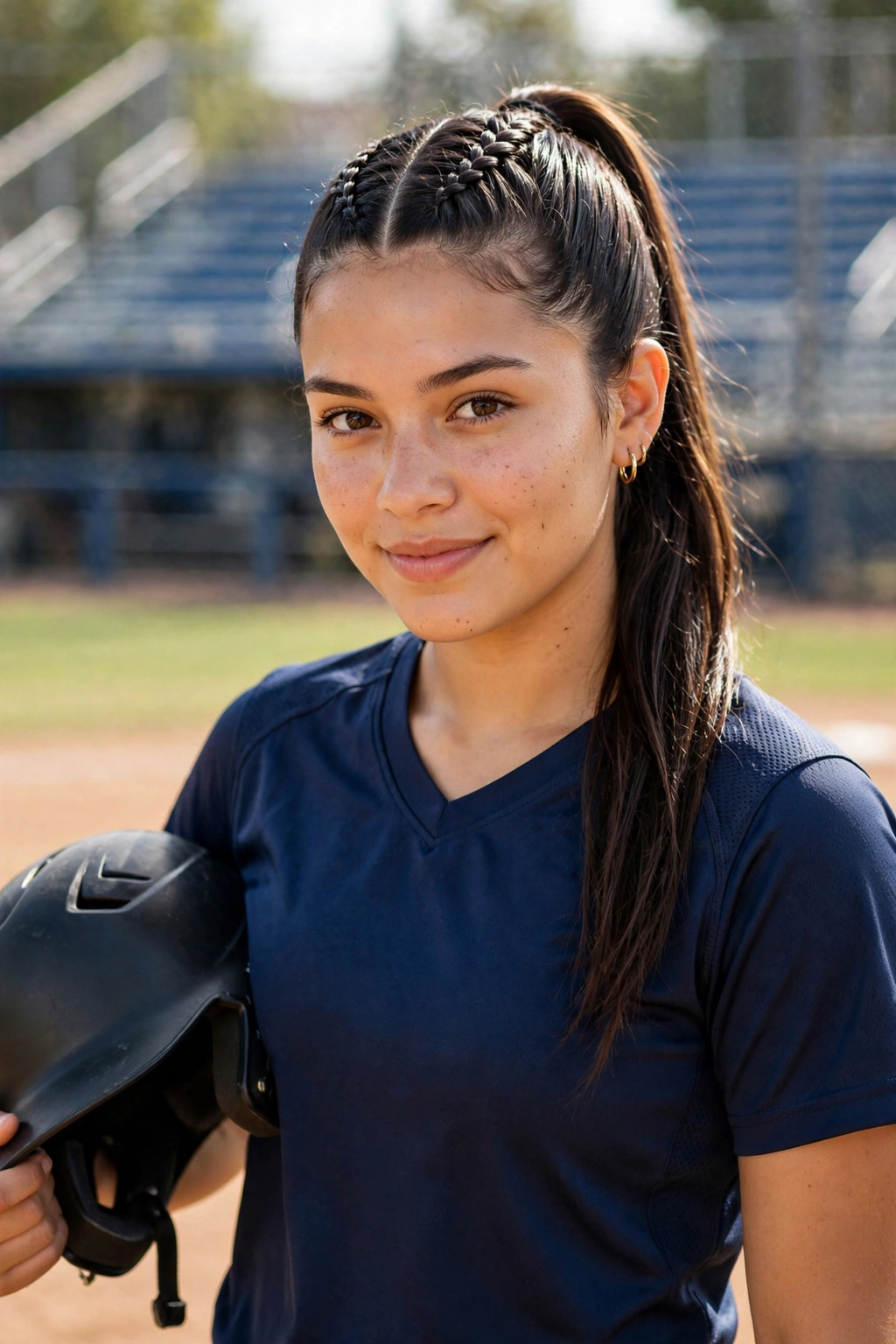 15 Softball Hairstyles to Try in 2026 10 8. Dutch Braid Into High Ponytail