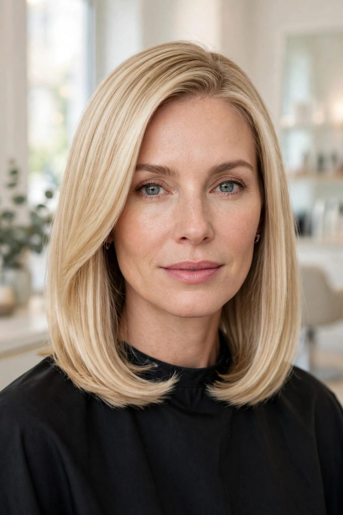9. Polished Champagne Long Bob