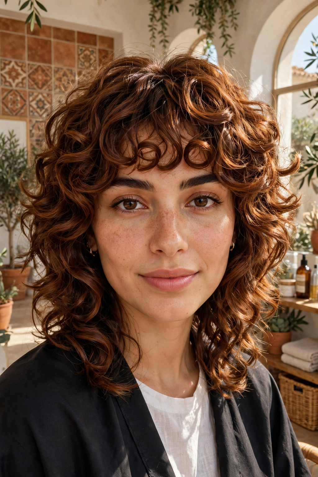 10. Chestnut Ringlet Gypsy Shag with Curly Fringe