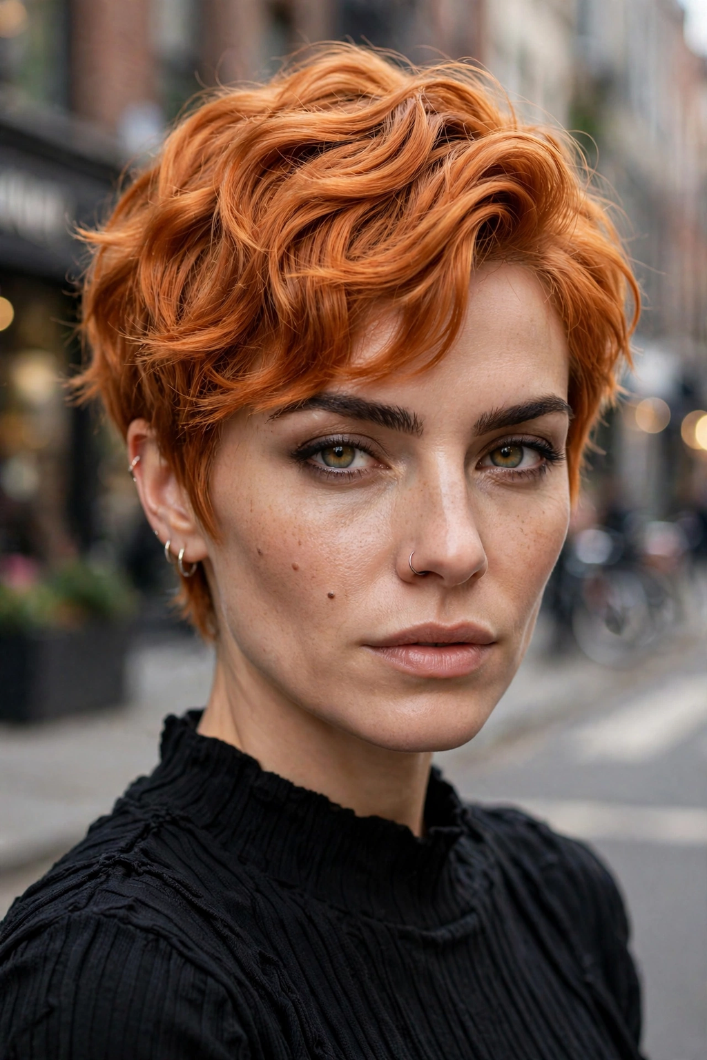 11. Tangerine-Ginger Wavy Pixie