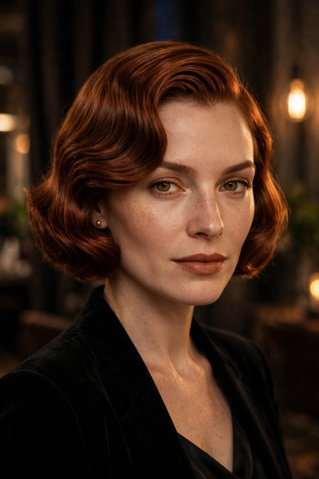 Side-parted sculpted bob hairstyle