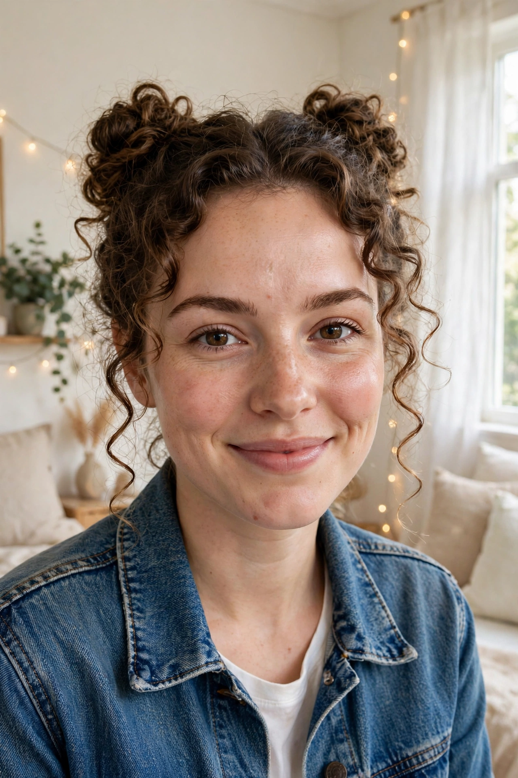 12. Space Buns With Curly Tendrils