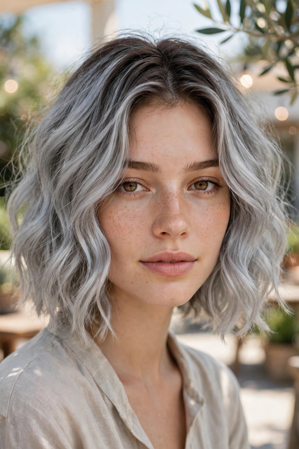 13. Outgrown Silver Wavy Bob