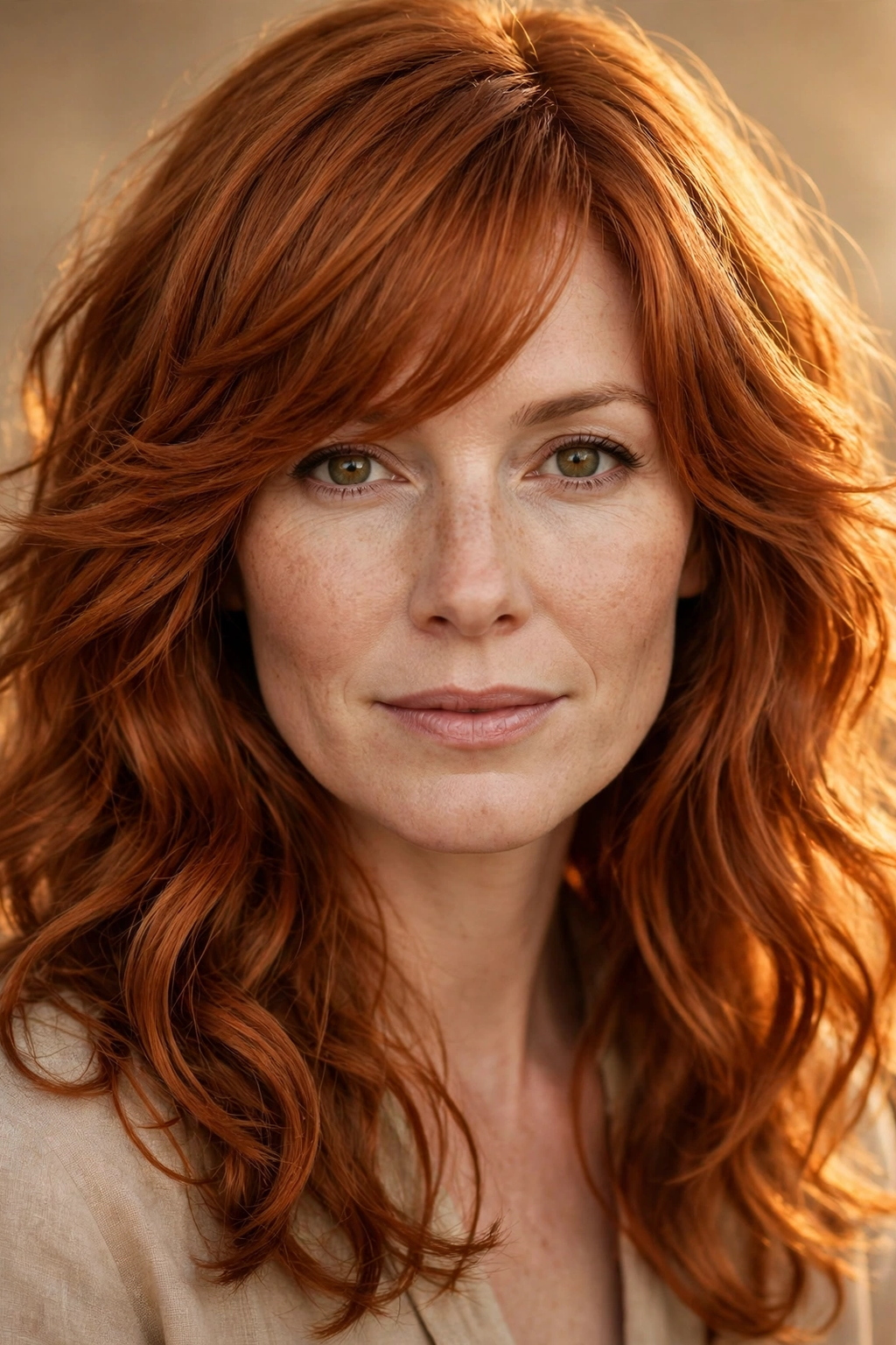 14. Ginger Wavy Gypsy Shag with Asymmetric Fringe